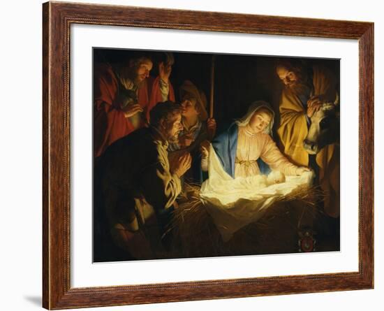 The Adoration of the Shepherds, 1622-Gerrit van Honthorst-Framed Giclee Print