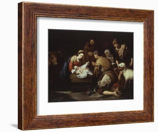 The Adoration of the Shepherds, 1645-50, 17X228Cm-Bartolome Esteban Murillo-Framed Giclee Print