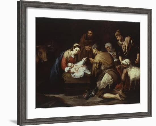 The Adoration of the Shepherds, 1645-50, 17X228Cm-Bartolome Esteban Murillo-Framed Giclee Print