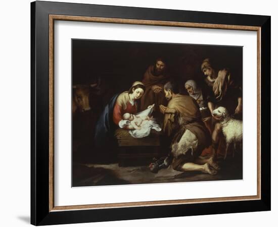 The Adoration of the Shepherds, 1645-50, 17X228Cm-Bartolome Esteban Murillo-Framed Giclee Print