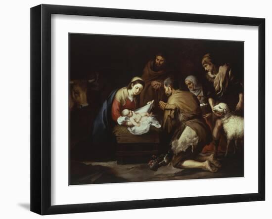 The Adoration of the Shepherds, 1645-50, 17X228Cm-Bartolome Esteban Murillo-Framed Giclee Print