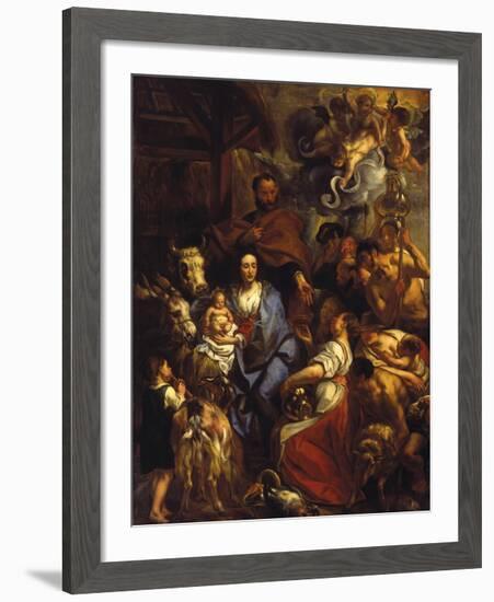 The Adoration of the Shepherds, 1657-Jacob Jordaens-Framed Premium Giclee Print