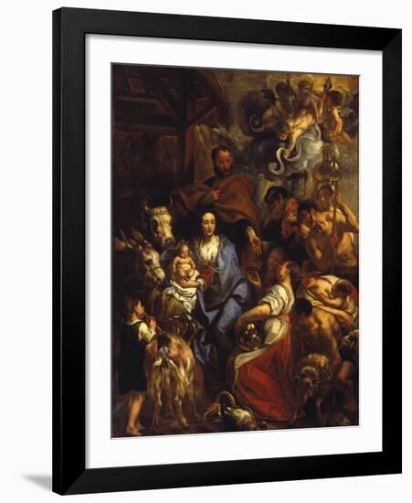 The Adoration of the Shepherds, 1657-Jacob Jordaens-Framed Premium Giclee Print