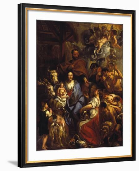 The Adoration of the Shepherds, 1657-Jacob Jordaens-Framed Premium Giclee Print