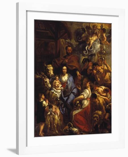 The Adoration of the Shepherds, 1657-Jacob Jordaens-Framed Premium Giclee Print