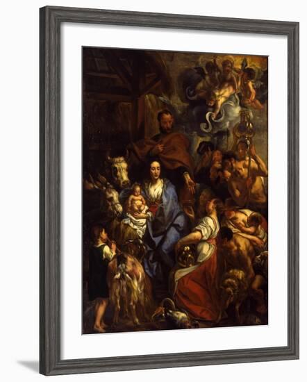 The Adoration of the Shepherds, 1657-Jacob Jordaens-Framed Giclee Print