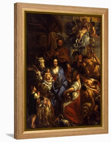 The Adoration of the Shepherds, 1657-Jacob Jordaens-Framed Premier Image Canvas