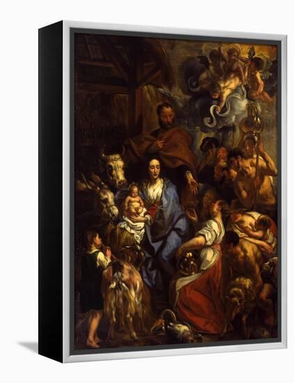 The Adoration of the Shepherds, 1657-Jacob Jordaens-Framed Premier Image Canvas