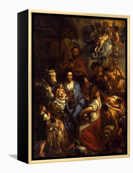 The Adoration of the Shepherds, 1657-Jacob Jordaens-Framed Premier Image Canvas