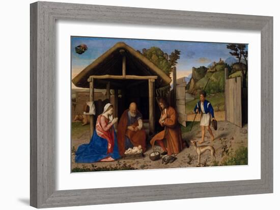 The Adoration of the Shepherds, c.1520-Vincenzo Di Biagio Catena-Framed Giclee Print