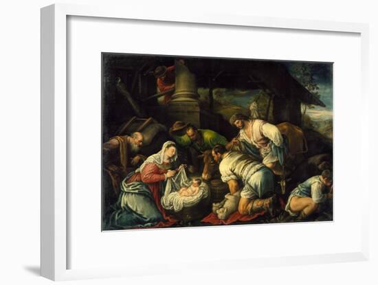 The Adoration of the Shepherds, c.1585-1590-Francesco Bassano-Framed Giclee Print