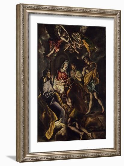 The Adoration of the Shepherds, c.1612-14-El Greco-Framed Giclee Print