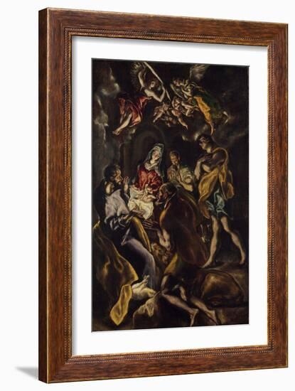 The Adoration of the Shepherds, c.1612-14-El Greco-Framed Giclee Print