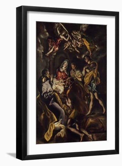 The Adoration of the Shepherds, c.1612-14-El Greco-Framed Giclee Print