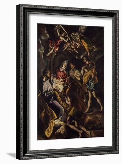 The Adoration of the Shepherds, c.1612-14-El Greco-Framed Giclee Print