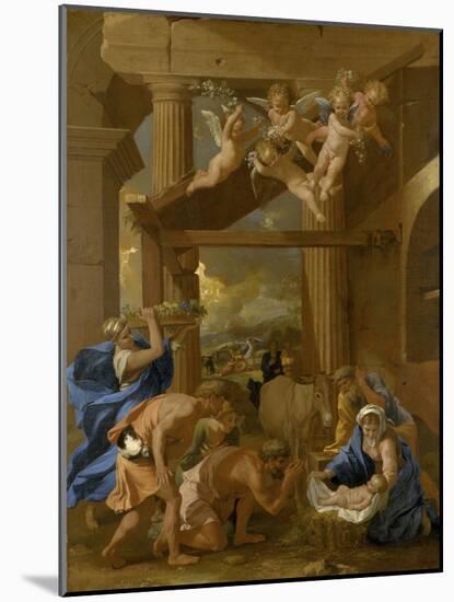 The Adoration of the Shepherds, C.1633 (Oil on Canvas)-Nicolas Poussin-Mounted Giclee Print