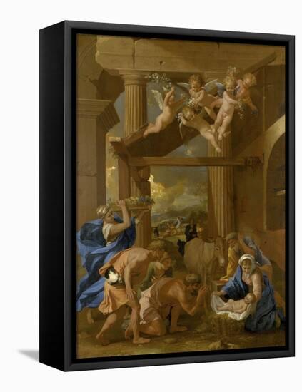 The Adoration of the Shepherds, C.1633 (Oil on Canvas)-Nicolas Poussin-Framed Premier Image Canvas