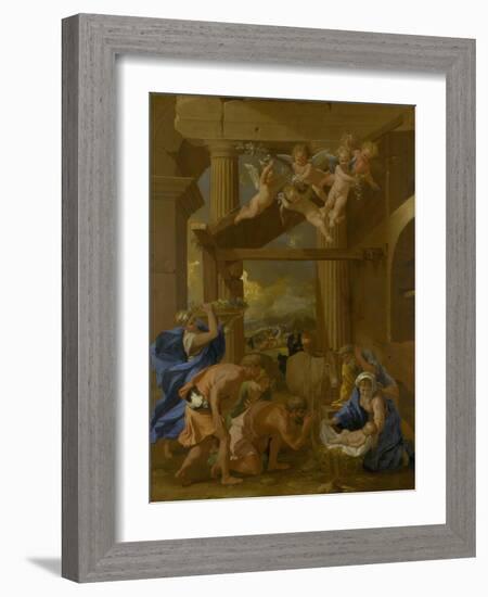 The Adoration of the Shepherds, C. 1633-Nicolas Poussin-Framed Giclee Print