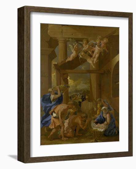 The Adoration of the Shepherds, C. 1633-Nicolas Poussin-Framed Giclee Print