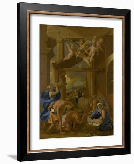 The Adoration of the Shepherds, C. 1633-Nicolas Poussin-Framed Giclee Print