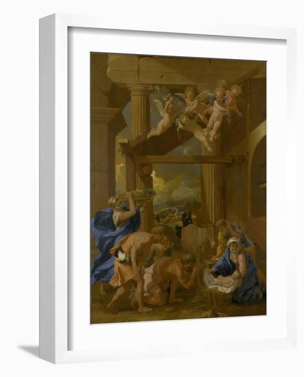 The Adoration of the Shepherds, C. 1633-Nicolas Poussin-Framed Giclee Print