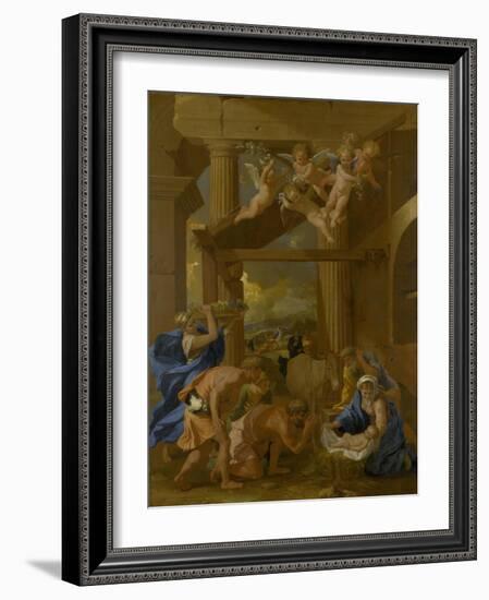 The Adoration of the Shepherds, C. 1633-Nicolas Poussin-Framed Giclee Print