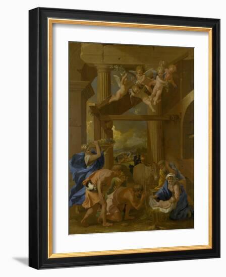 The Adoration of the Shepherds, C. 1633-Nicolas Poussin-Framed Giclee Print