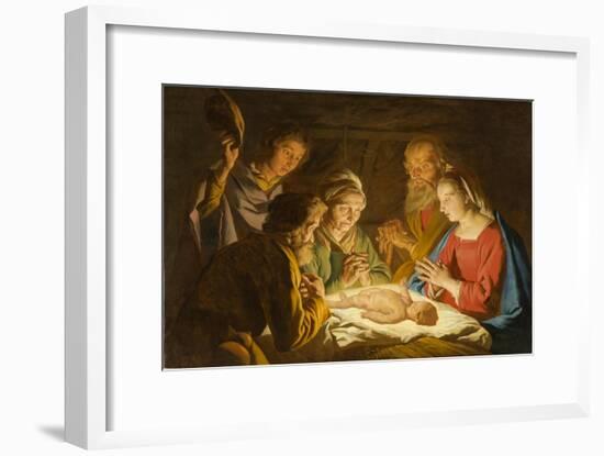 The Adoration of the Shepherds, c.1635-1637-Matthias Stomer-Framed Giclee Print