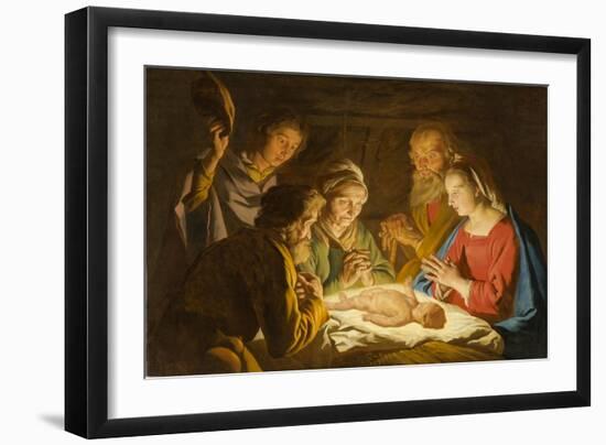 The Adoration of the Shepherds, c.1635-1637-Matthias Stomer-Framed Giclee Print