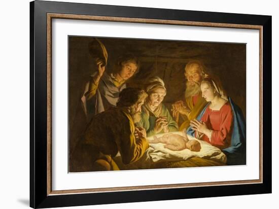 The Adoration of the Shepherds, c.1635-1637-Matthias Stomer-Framed Giclee Print