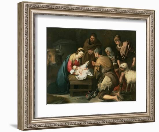 The Adoration of the Shepherds, c.1650-Bartolome Esteban Murillo-Framed Premium Giclee Print