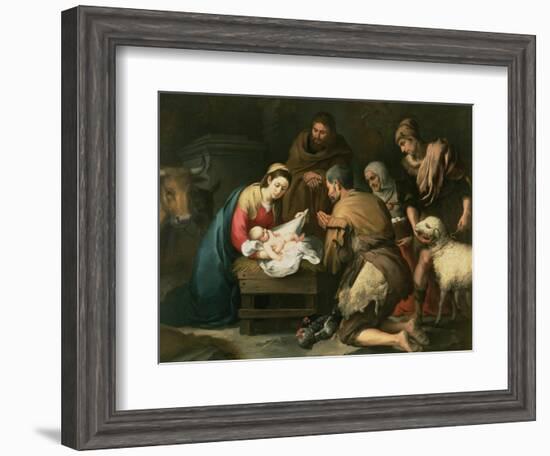 The Adoration of the Shepherds, c.1650-Bartolome Esteban Murillo-Framed Premium Giclee Print