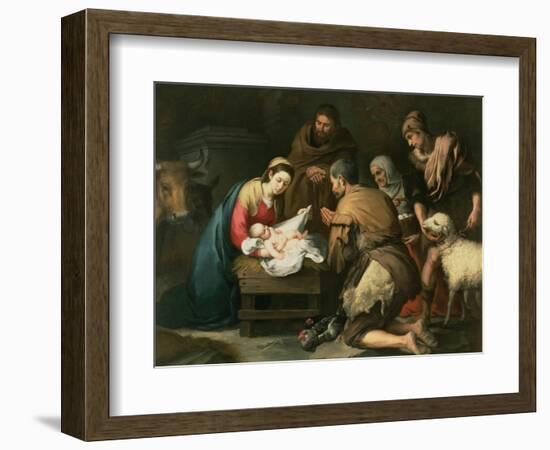 The Adoration of the Shepherds, c.1650-Bartolome Esteban Murillo-Framed Premium Giclee Print