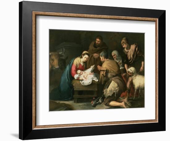 The Adoration of the Shepherds, c.1650-Bartolome Esteban Murillo-Framed Premium Giclee Print