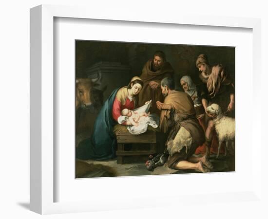 The Adoration of the Shepherds, c.1650-Bartolome Esteban Murillo-Framed Premium Giclee Print