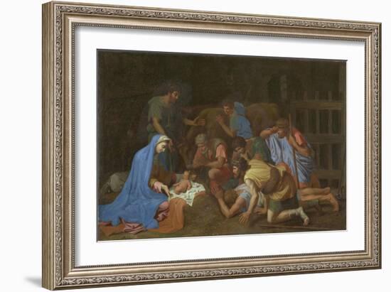 The Adoration of the Shepherds, c.1653-Nicolas Poussin-Framed Giclee Print