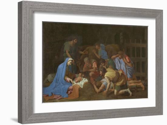 The Adoration of the Shepherds, c.1653-Nicolas Poussin-Framed Giclee Print