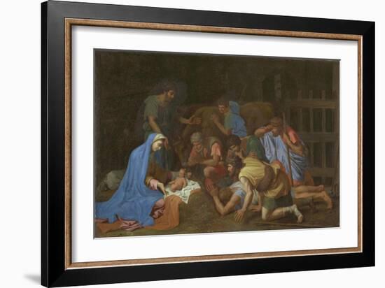 The Adoration of the Shepherds, c.1653-Nicolas Poussin-Framed Giclee Print