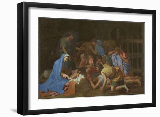 The Adoration of the Shepherds, c.1653-Nicolas Poussin-Framed Giclee Print