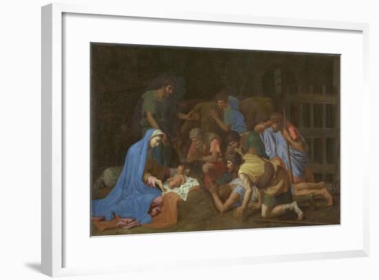 The Adoration of the Shepherds, c.1653-Nicolas Poussin-Framed Giclee Print