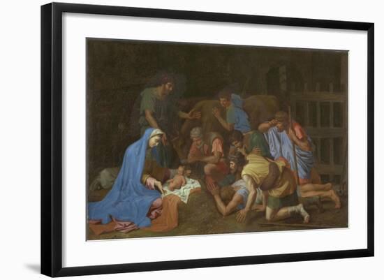 The Adoration of the Shepherds, c.1653-Nicolas Poussin-Framed Giclee Print