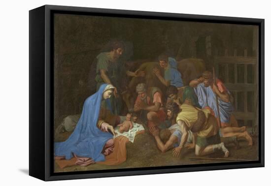 The Adoration of the Shepherds, c.1653-Nicolas Poussin-Framed Premier Image Canvas
