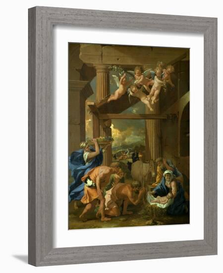 The Adoration of the Shepherds, C1633-Nicolas Poussin-Framed Giclee Print
