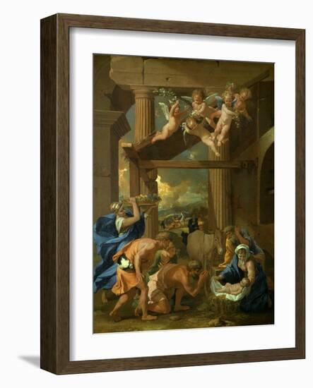 The Adoration of the Shepherds, C1633-Nicolas Poussin-Framed Giclee Print