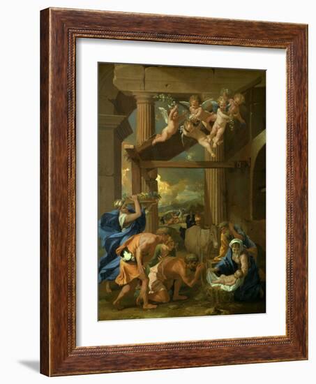 The Adoration of the Shepherds, C1633-Nicolas Poussin-Framed Giclee Print