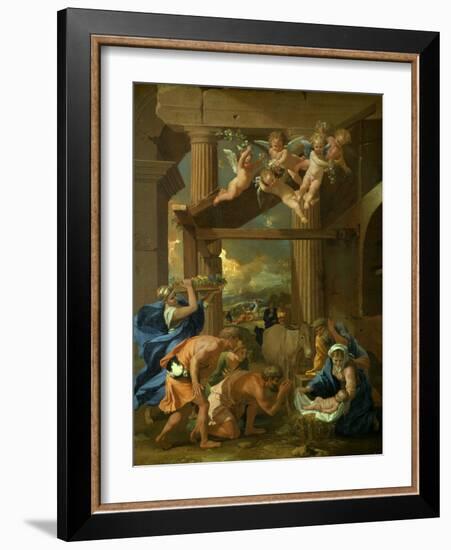 The Adoration of the Shepherds, C1633-Nicolas Poussin-Framed Giclee Print