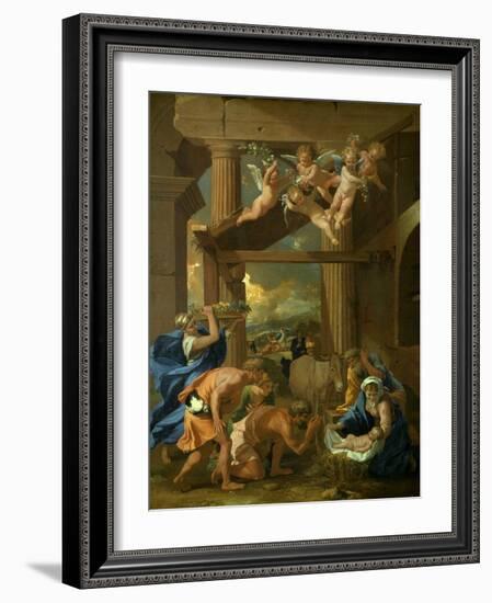 The Adoration of the Shepherds, C1633-Nicolas Poussin-Framed Giclee Print