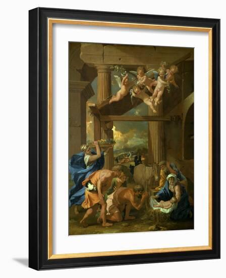 The Adoration of the Shepherds, C1633-Nicolas Poussin-Framed Giclee Print