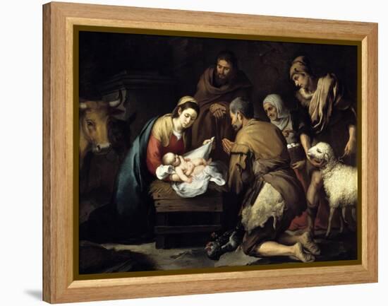 The Adoration of the Shepherds, Ca. 1657-Bartolome Esteban Murillo-Framed Premier Image Canvas