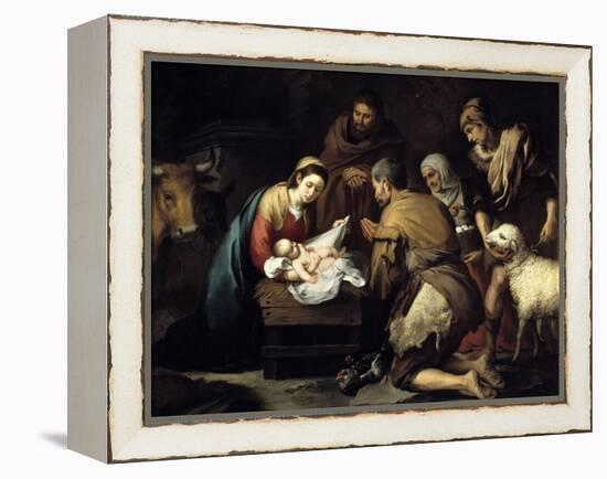 The Adoration of the Shepherds, Ca. 1657-Bartolome Esteban Murillo-Framed Premier Image Canvas